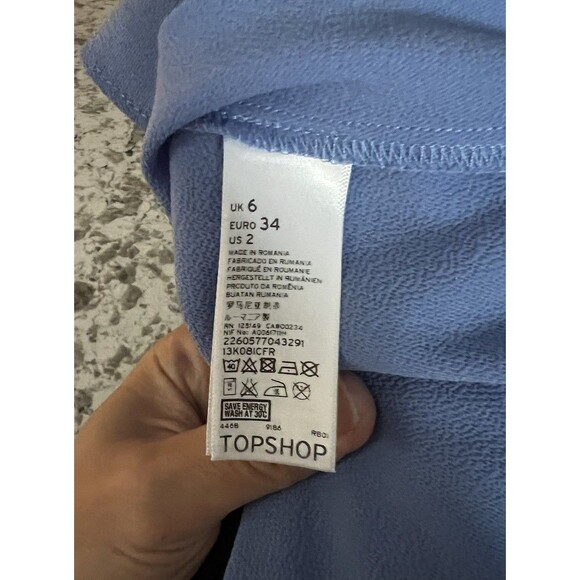 Topshop Women's Periwinkle Blue Cold Shoulder Off The Shoulder Top Size US 2 EUC - Picture 5 of 6